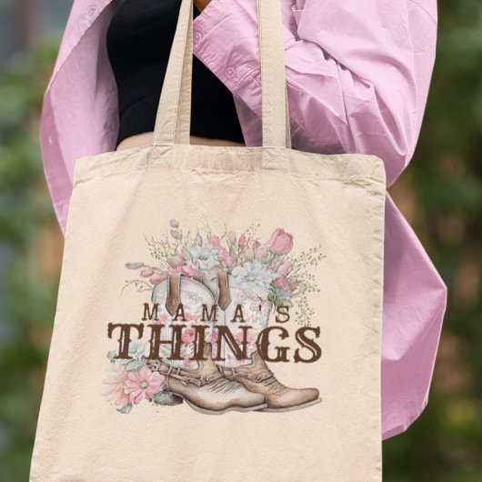 Mama's Dingen Western Cowboylaarzen Met Bloemen Tote Bag