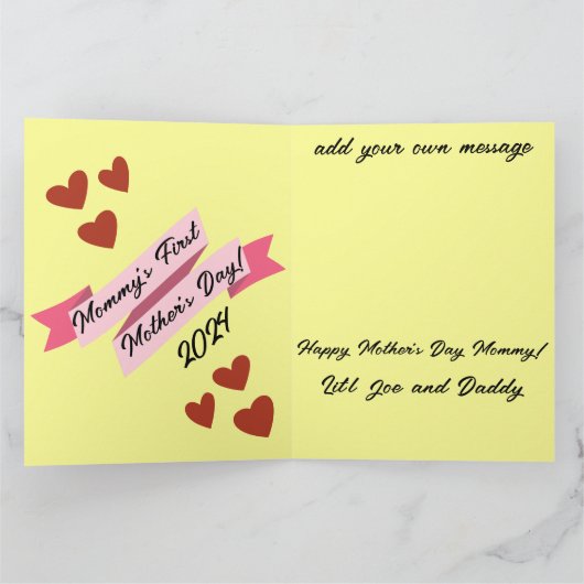 "Mama's eerste Moederdag"  Kaart (Binnen)