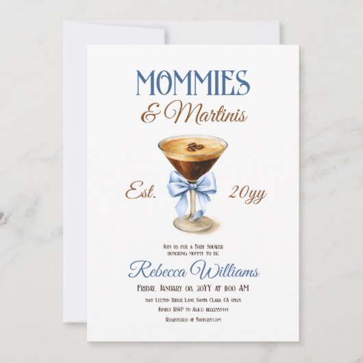 Mama's en Martini A Tini One Boy Baby shower Kaart (Voorkant)