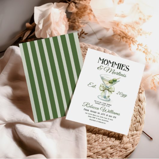 Mama's en Martini Tini One Olive Bow Baby shower Kaart