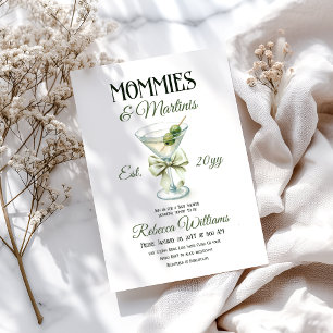Mama's en Martini Tini One Olive Bow Baby shower Kaart