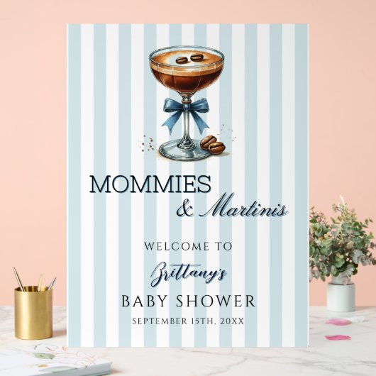 Mama's en Martinis Blue Baby shower Welkomstbord Acryl Bord (Huwelijk)