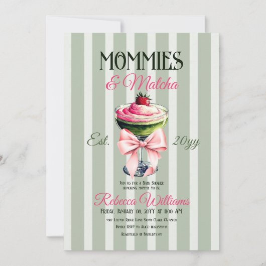 Mama's en Matcha Aardbei Roze Boog Baby shower Kaart (Voorkant)