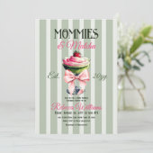 Mama's en Matcha Aardbei Roze Boog Baby shower Kaart (Staand voorkant)