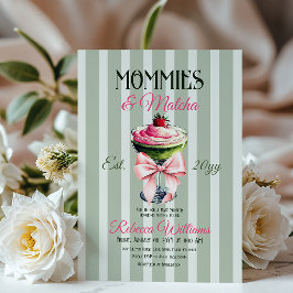 Mama's en Matcha Aardbei Roze Boog Baby shower Kaart