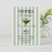Mama's en Matcha Olive Green Bow Baby shower Kaart (Staand voorkant)