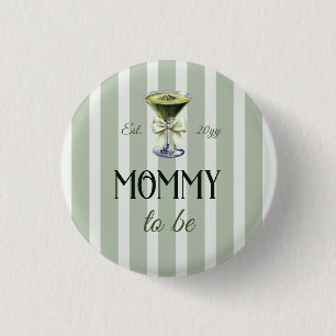 Mama's en Matcha Olive Green Bow Baby shower Ronde Button 3,2 Cm