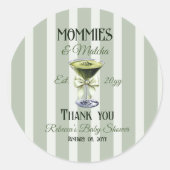 Mama's en Matcha Olive Green Bow Baby shower Ronde Sticker (Voorkant)