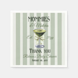 Mama's en Matcha Olive Green Bow Baby shower Servet