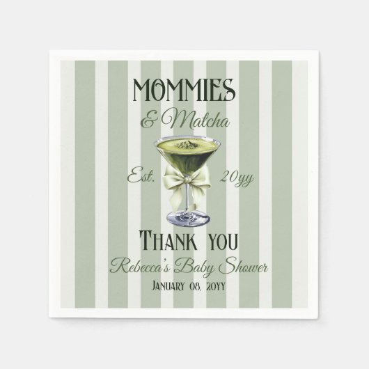Mama's en Matcha Olive Green Bow Baby shower Servet (Voorkant)