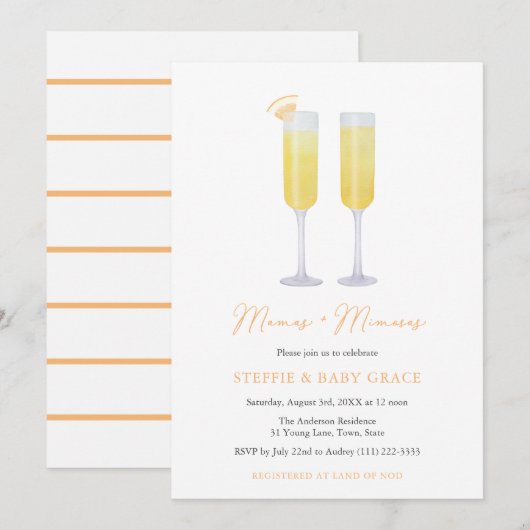 Mamas en Mimosas Momosa Baby shower of Sip & See Kaart (Voorkant / Achterkant)