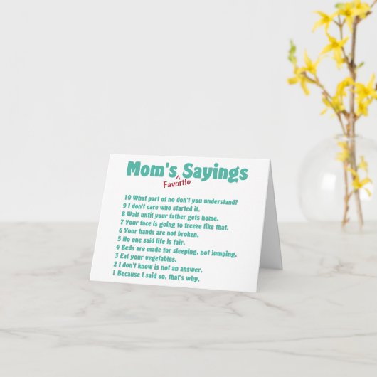 Mama's favoriete gezegden over cadeaus voor haar. kaart (Gele Bloem)