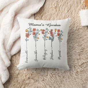 Mama's Garden Custom 5 Namen Bloemencadeau voor Ma Kussen