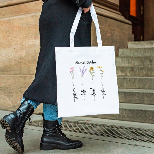Mama's Garden Personalized Kinder Nmae Moederdag Tote Bag
