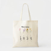 Mama's Garden Personalized Kinder Nmae Moederdag Tote Bag (Voorkant)