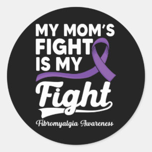 Mama's gevecht is mijn gevecht Paarse fibromyalgie Ronde Sticker