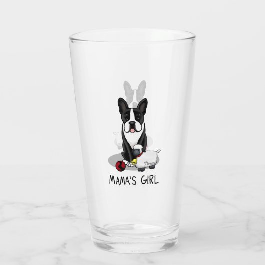 Mama's Girl #2 Boston Terrier Dog (zwart) Cute Glas (Achterkant)