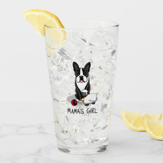 Mama's Girl #2 Boston Terrier Dog (zwart) Cute Glas (Voorkant ijs)
