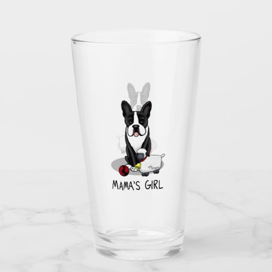 Mama's Girl #2 Boston Terrier Dog (zwart) Cute Glas (Voorkant)
