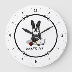 Mama's Girl #2 Boston Terrier Dog (zwart) Cute Grote Klok
