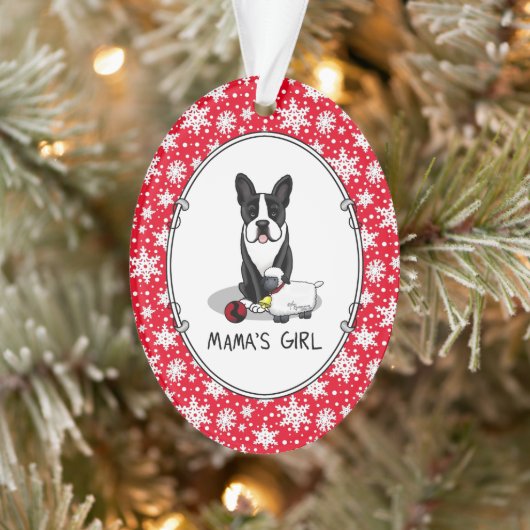Mama's Girl #2 Boston Terrier Dog (zwart) Cute Ornament (Boom)