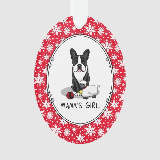 Mama's Girl #2 Boston Terrier Dog (zwart) Cute Ornament (voorkant)