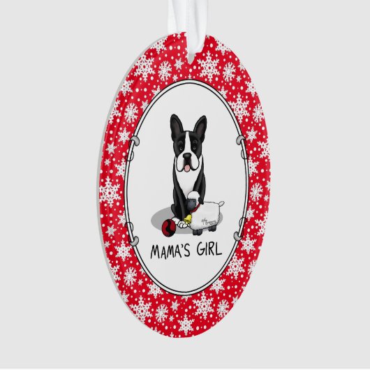 Mama's Girl #2 Boston Terrier Dog (zwart) Cute Ornament (voorkant)