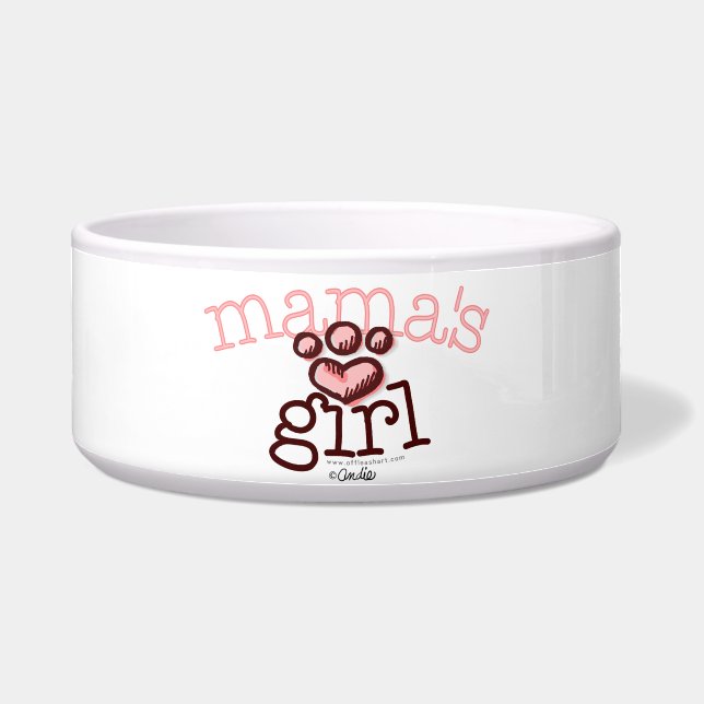 Mama's Girl Pink Paw Print Heart Voerbakje (Voorkant)