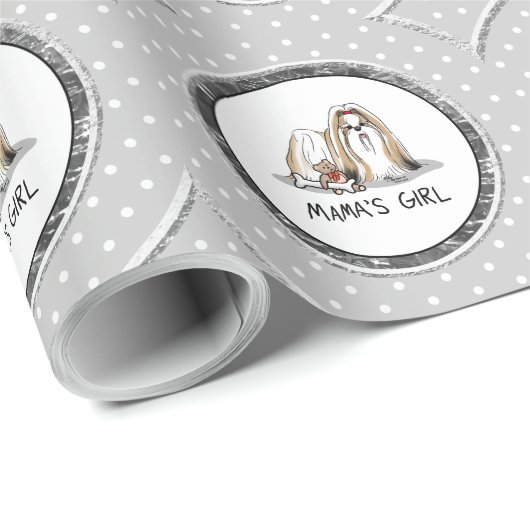Mama's Girl Shih Tzu (tan wit) Dog Mam Cute Cadeaupapier (Rol Hoek)