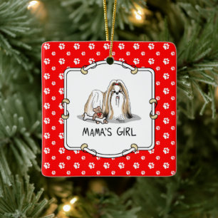 Mama's Girl Shih Tzu (tan wit) Dog Mam Cute Keramisch Ornament