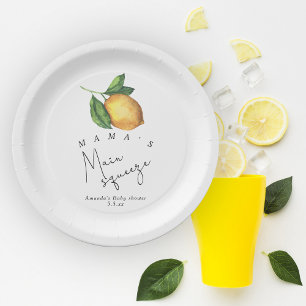 Mama's grote liefde citroen baby shower papieren bordje