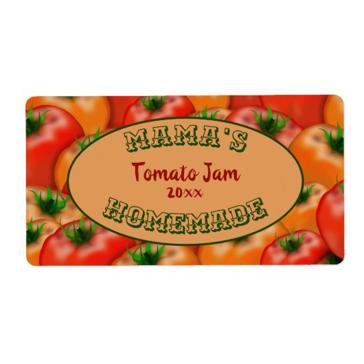 Mama's Homemade Tomato Jam Canning Sticker Label (Voorkant)