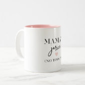 Mama's Juice Funny Quote | Beste mama Gift Tweekleurige Koffiemok (Voorkant links)
