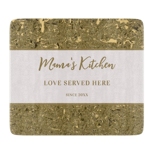 Mama's Kitchen Love Served Farmhouse Crush Gold Snijplank (Voorkant)