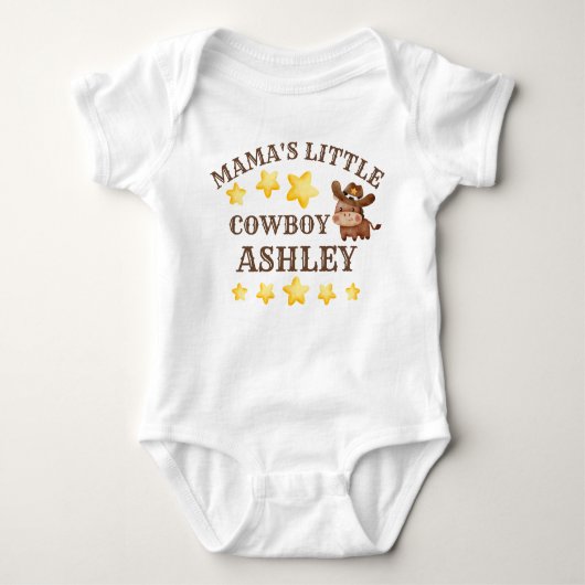 Mama's kleine cowboy gepersonaliseerde babys naam romper (Voorkant)
