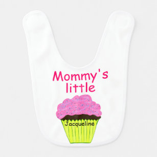 Mama's Kleine Cupcake Roze Chocolade PERSONALISERE Baby Slabbetje