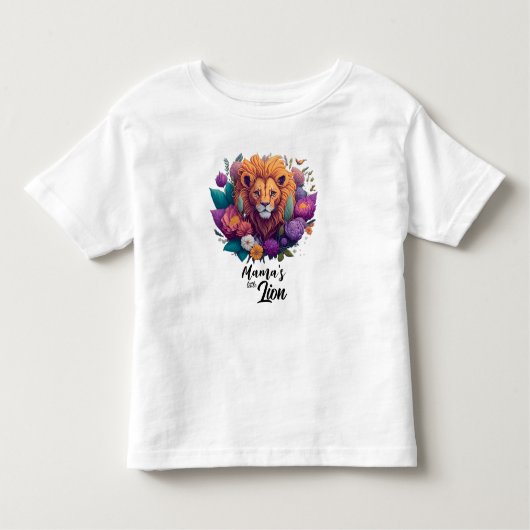 Mama's kleine leeuwenwelpje met bloemen kinder shirts (Voorkant)