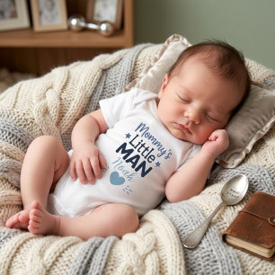Mama's Kleine Man Schattige Blauwe Babyjongen Typo Romper