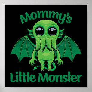 Mama's kleine monster Cthulhu knuffelt Poster
