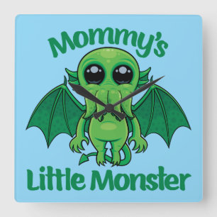 Mama's kleine monster Cthulhu knuffelt Vierkante Klok