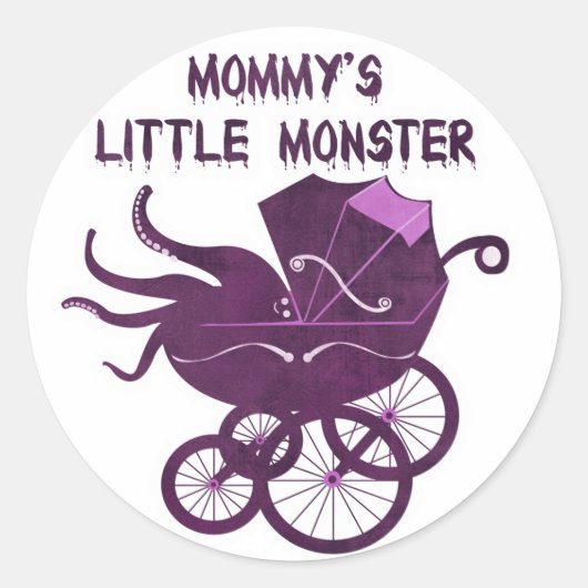 Mama's kleine monster. ronde sticker (Voorkant)