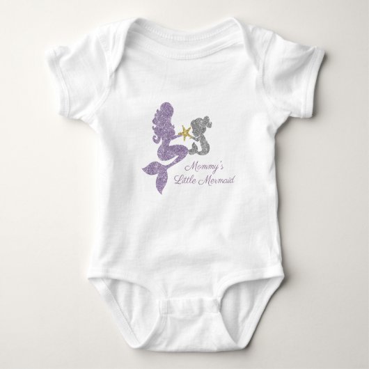Mama's kleine zeemeermin Glitter Bodysuit (Voorkant)