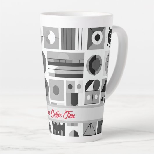 Mama's koffietijd eigentijdse mid-eeuwse stijl latte mok (Rechterhoek)