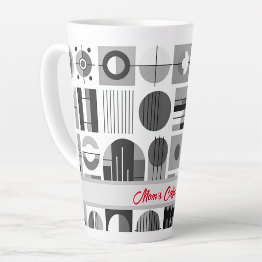 Mama's koffietijd eigentijdse mid-eeuwse stijl latte mok (Linkerhoek)