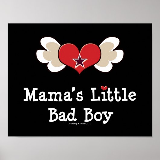 Mama's Little Bad Boy Funny Baby Kinder Poster (Voorkant)