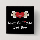 Mama's Little Bad Boy Grappige Kinder Button (Voorkant)