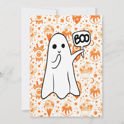 Mama's Little Boo Halloween pompoen Baby shower Kaart (Achterkant)