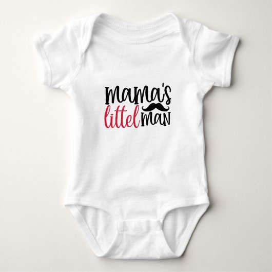 Mama's Little Man Typografie Baby Bodysuit (Voorkant)
