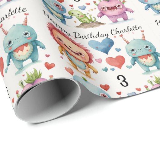 Mama's Little Monster Custom Naam Leeftijd Kind's Cadeaupapier (Rol Hoek)