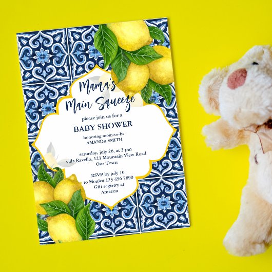Mama's Main Squeeze baby shower lemons blue tegels Kaart
